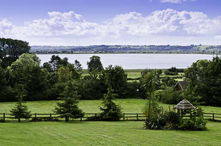 The view from the garden of The Parsonage across Cheddar Reservoir